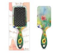 Mexpekil Watercolor Wildflower Floral Pattern Detangling Paddle Hair Brush Wet Dry Hair Brushes Massage Air Cushion Comb for ids Girls Women Men