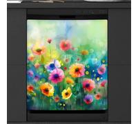 Mexpekil Watercolor Wildflower Floral Pattern Dishwasher Magnet Cover 21x26 in, Decorative Waterproof Dishwasher Magnetic Cover Sticker for Kitchen Appliances