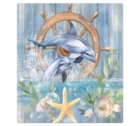 Mexpekil Watercolor Wooden Dolphin Anchor Dishwasher Magnet Cover 21x26Inch Decorative Dish Washer Sticker for Front Door Waterproof Kitchen Appliance Panel Magnetic Decal