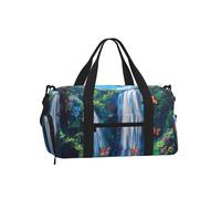 Mexpekil Waterfall Mountain Butterfly Gym Bag with Shoe Compartment Waterproof Duffel Bag Large Overnight Weekend Bags Travel Holdall for Women Men Teens