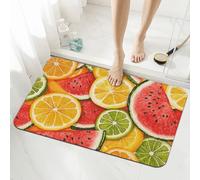 Mexpekil Watermelon Orange Lemon Bath Mat 40 x 60 cm Absorbent Bathroom Mats Non Slip Anti Mould Shower Mat Washable Rugs for Bathroom Kitchen Entrance