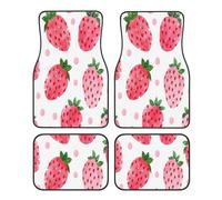 Mexpekil Waterproof Car Floor Mats Set 4PCS, Big Pink Strawberry Cartoon Car Carpet Mats Universal Non-Slip Car Mats for SUV Vans sedans Truck