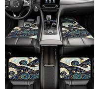 Mexpekil Waves Japanese Style Car Mats Set of 4 Universal Car Floor Mats Non-Slip Car Foot Mats Decorative Car Carpet Protectors for SUV Van Truck
