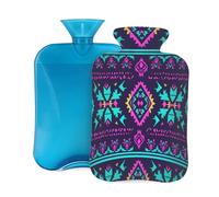 Mexpekil Western Aztec Print Hot Water Bottle with Cover, 2L PVC Hot Water Bag for Pain Relief, Feet, Back, Warmth