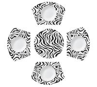 Mexpekil White Black Zebra Print Pattern Placemats Set of 4 for Round Table Wedge Place Mats with Centerpiece Heat Resistant Washable Plate Mats for Kitchen (5 Pcs)