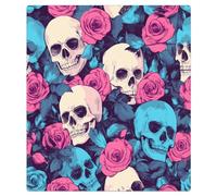 Mexpekil White Blue Skull Rose Dishwasher Magnet Cover | Reusable Dish Washer Covers Decorative Dishwasher Front Panel Magnetic Cover Sticker for Kitchen Appliances 21x26inch