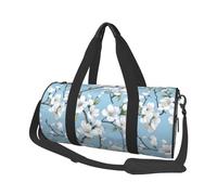 Mexpekil White Cherry Blossom Branch Foldable Gym Bag Carry On Travel Duffle Bags Waterproof Woman Men Hand Luggage Bag Large Weekend Overnight Bags for Sports Dance with Removable Strap