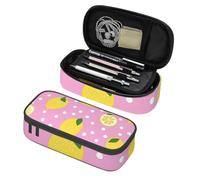 Mexpekil White Dots Yellow Lemons Pencil Case for Girls Boys with Compartments Large Pen Organizer Bag Zipper Multi-Use Pouch for School Supplies, Makeup Cosmetics, Kids, Adults