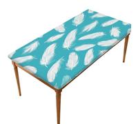 Mexpekil White Feather Pattern 5FT Rectangle Fitted Table Cover