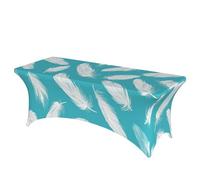 Mexpekil White Feather Pattern Rectangle Table Cloth 6ft