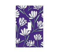 Mexpekil White Flowers Purple Bright Light Switch Cover 1 Gang Single Toggle Outlet Cover Decorative Wall Plate for Home Office