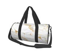Mexpekil White Gold Marble Foldable Gym Bag Carry On Travel Duffle Bags Waterproof Woman Men Hand Luggage Bag Large Weekend Overnight Bags for Sports Dance with Removable Strap
