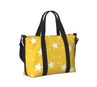 Mexpekil White Stars Yellow Travel Duffel Bag Waterproof Sports Gym Bag Large Weekend Overnight Bags for Women Men Foldable Carry On Luggage Tote Bag for Flight