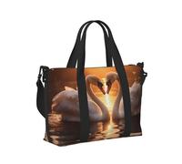 Mexpekil White Swan Lover Travel Duffel Bag Waterproof Sports Gym Bag Large Weekend Overnight Bags for Women Men Foldable Carry On Luggage Tote Bag for Flight
