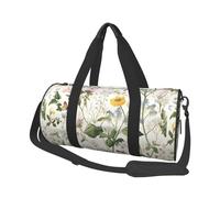 Mexpekil Wildflowers Grasses Butterflies Foldable Gym Bag Carry On Travel Duffle Bags Waterproof Woman Men Hand Luggage Bag Large Weekend Overnight Bags for Sports Dance with Removable Strap