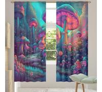 Mexpekil Window Sheer Curtain Trippy Magic Mushrooms Psychedelic Mystic Tulle Voile Curtain Drapes Panels for Bedroom Living Room Home Decor, 55x78 inches, 2 Panels