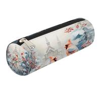 Mexpekil Winter Birds Holly Berry Pencil Case for Girls Boys Stationery Pouch Organiser Small School Supply Bag for Students Office