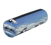 Mexpekil Winter Killer Whale Jumping Pencil Case for Girls Boys Stationery Pouch Organiser Small School Supply Bag for Students Office