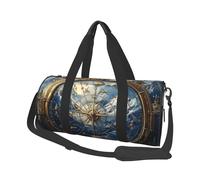 Mexpekil Winter Mountain Compass Foldable Gym Bag Carry On Travel Duffle Bags Waterproof Woman Men Hand Luggage Bag Large Weekend Overnight Bags for Sports Dance with Removable Strap