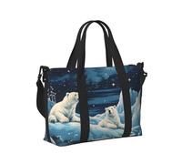Mexpekil Winter Polar Bear Travel Duffel Bag Waterproof Sports Gym Bag Large Weekend Overnight Bags for Women Men Foldable Carry On Luggage Tote Bag for Flight
