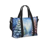 Mexpekil Winter Snow Christmas Tree Travel Duffel Bag Waterproof Sports Gym Bag Large Weekend Overnight Bags for Women Men Foldable Carry On Luggage Tote Bag for Flight