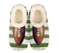 Mexpekil Women's Men's Slippers American Football Number Field Soft Warm Fluffy House Slipper Boots Non-Slip Winter Foot Warmer Gifts for Mum Dad Ladies Girls Boys Size 10-11