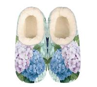 Mexpekil Women's Men's Slippers Animal Butterfly Blooming Hydrangea Flowers Soft Warm Fluffy House Slipper Boots Non-Slip Winter Foot Warmer Gifts for Mum Dad Ladies Girls Boys Size 10-11
