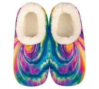 Mexpekil Women's Men's Slippers Multicolored Spiral Swirl Soft Warm Fluffy House Slipper Boots Non-Slip Winter Foot Warmer Gifts for Mum Dad Ladies Girls Boys Size 6-7