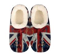 Mexpekil Women's Men's Slippers Union Jack Uk Flag Soft Warm Fluffy House Slipper Boots Non-Slip Winter Foot Warmer Gifts for Mum Dad Ladies Girls Boys Size 8-9