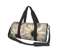Mexpekil Wooden Daisy Butterfly Foldable Gym Bag Carry On Travel Duffle Bags Waterproof Woman Men Hand Luggage Bag Large Weekend Overnight Bags for Sports Dance with Removable Strap
