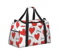 Mexpekil Words Love Heart Duffel Bag Large Carry On Hand Luggage Bags Waterproof Weekender Bags Foldable Tote Bag for Travel Sports Gym Dance