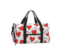 Mexpekil Words Love Heart Gym Bag with Shoe Compartment Waterproof Duffel Bag Large Overnight Weekend Bags Travel Holdall for Women Men Teens