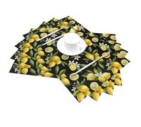 Mexpekil Woven Place Mats Set of 6 Heat Resistant Table Mats PVC Placemats Lemon Branch Table Decorations for Dining Kitchen Wedding Party