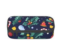 Mexpekil Xmas Candy Cane Snowflake Holly Berry Pencil Case for Girls Boys Pencil Bag Stationery Organiser with Compartments School Supply Bag for Students Office