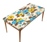 Mexpekil Yellow Brown Floral 5FT Rectangle Fitted Table Cover