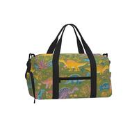 Mexpekil Yellow Cute Dinosaurs Gym Bag with Shoe Compartment Waterproof Duffel Bag Large Overnight Weekend Bags Travel Holdall for Women Men Teens