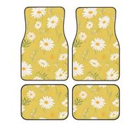 Mexpekil Yellow Daisy Car Mats Set of 4 Universal Car Floor Mats Non-Slip Car Foot Mats Decorative Car Carpet Protectors for SUV Van Truck