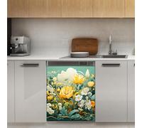 Mexpekil Yellow Flowers Plants Dishwasher Magnet Cover 21x26Inch Decorative Dish Washer Sticker for Front Door Waterproof Kitchen Appliance Panel Magnetic Decal