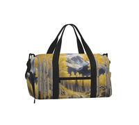 Mexpekil Yellow Forest Mountain Winter Gym Bag with Shoe Compartment Waterproof Duffel Bag Large Overnight Weekend Bags Travel Holdall for Women Men Teens