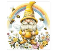 Mexpekil Yellow Gnome Floral Bee Dishwasher Magnet Cover 21x26Inch Decorative Dish Washer Sticker for Front Door Waterproof Kitchen Appliance Panel Magnetic Decal