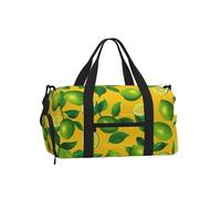Mexpekil Yellow Green Lemon Branch Gym Bag with Shoe Compartment Waterproof Duffel Bag Large Overnight Weekend Bags Travel Holdall for Women Men Teens