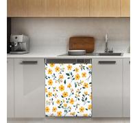 Mexpekil Yellow Little Floral Dishwasher Magnet Cover 21x26Inch Decorative Dish Washer Sticker for Front Door Waterproof Kitchen Appliance Panel Magnetic Decal