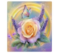 Mexpekil Yellow Rose Rainbow Butterfly Dishwasher Magnet Cover 21x26Inch Decorative Dish Washer Sticker for Front Door Waterproof Kitchen Appliance Panel Magnetic Decal