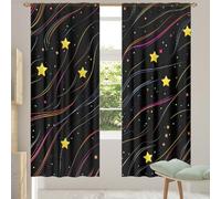 Mexpekil Yellow Stars Galaxy Sheer Curtains for Living Room Bedroom Light Filtering Voile Curtain with Rod Pocket Privacy Window Treatments Set of 2 Panels 55''x78''