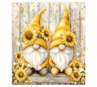Mexpekil Yellow Sunflowers Gnomes Wood Dishwasher Magnet Cover 21x26Inch Decorative Dish Washer Sticker for Front Door Waterproof Kitchen Appliance Panel Magnetic Decal