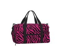 Mexpekil Zebra Print Pattern Hot Pink Gym Bag with Shoe Compartment Waterproof Duffel Bag Large Overnight Weekend Bags Travel Holdall for Women Men Teens