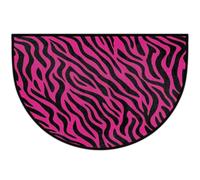 Mexpekil Zebra Print Pattern Hot Pink Half Moon Door Mat Indoor Outdoor Non Slip Floor Mat Washable Half Circle Doormats Absorbent Dirt Trapper Half Round Rugs for Entrance 61x91cm