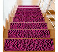 Mexpekil Zebra Print Pattern Hot Pink Stair Treads 10 Pack Anti Slip Stairs Runner Carpet Peel and Stick Stair Mats Pads Self Adhesive Staircase Step Protector Covers 76x20cm