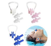 MEXRUMI Floating Nose Clips, Pack of 3 Waterproof Silicone Nose Clips and 3 Pairs of Plugs for Adults and Beginners (White, Pink, Blue)