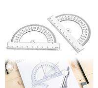 MEXRUMI Set of 2 Geometric Plastic Squares Geometric Square for School and Office + 2 Pieces 2 in 1 180° Protractor and 10 cm Ruler